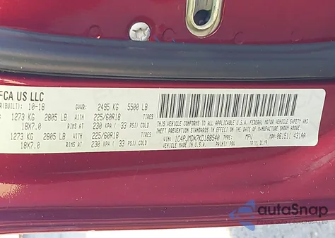 2019 Jeep Cherokee Limited 4X4 z USA, uszkodzony, nr VIN 1C4PJMDX7KD188540